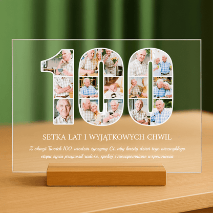 Życzenia na 100 urodziny - personalizowany druk na szkle dla dziadka - stworzprezent.pl