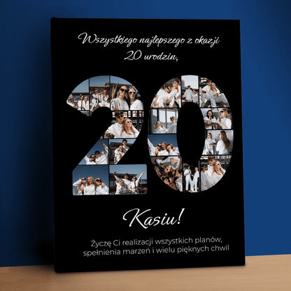 Życzenia na 20 urodziny - kolaż na płótnie dla przyjaciółki - StwórzPrezent.pl