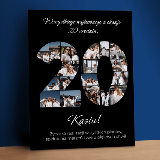 Życzenia na 20 urodziny - kolaż na płótnie dla przyjaciółki - StwórzPrezent.pl