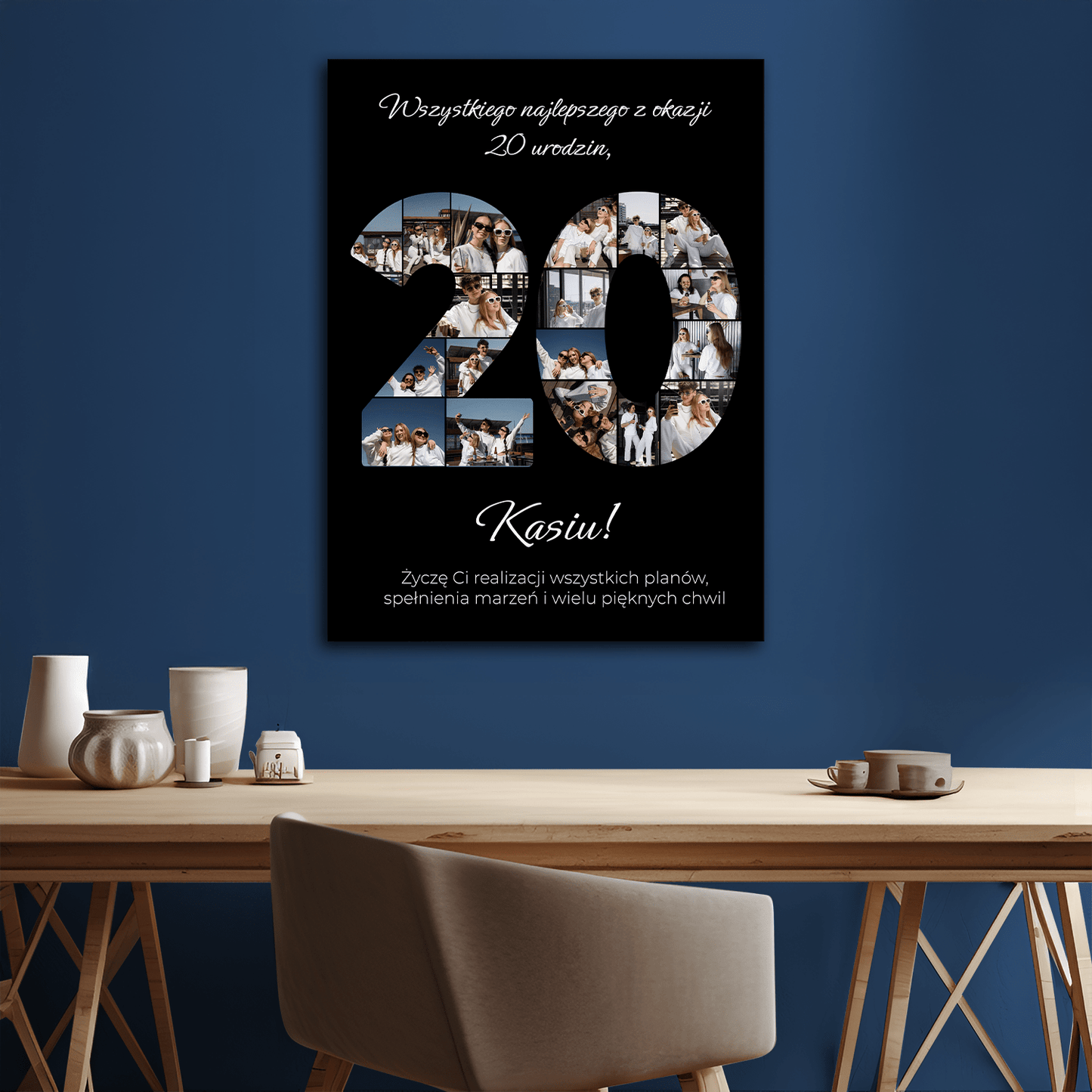 Życzenia na 20 urodziny - kolaż na płótnie dla przyjaciółki - StwórzPrezent.pl