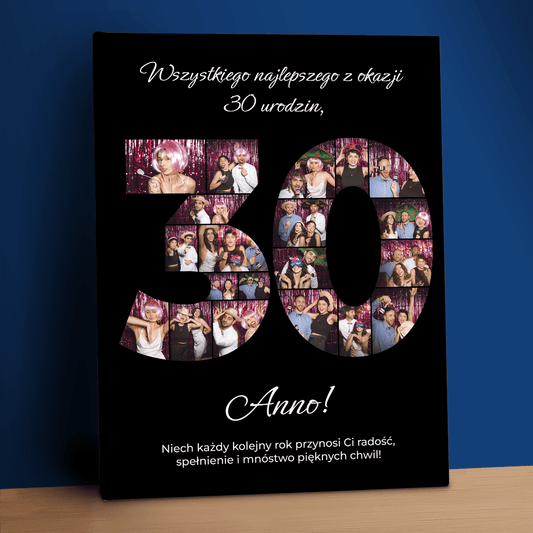 Życzenia na 30 urodziny - kolaż na płótnie dla przyjaciółki - StwórzPrezent.pl