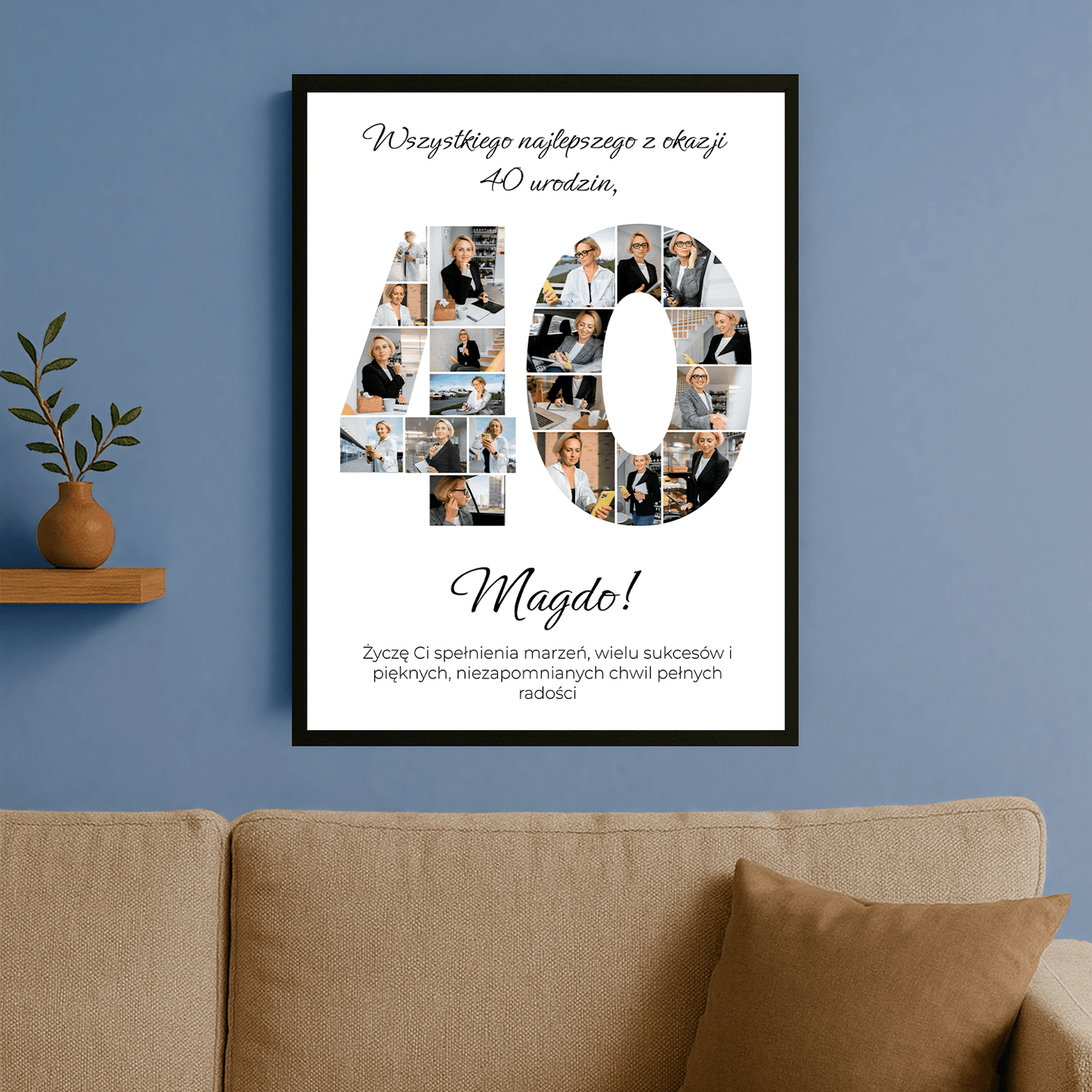 Życzenia na 40. z kolażem zdjęć - plakat personalizowany dla niej - StwórzPrezent.pl