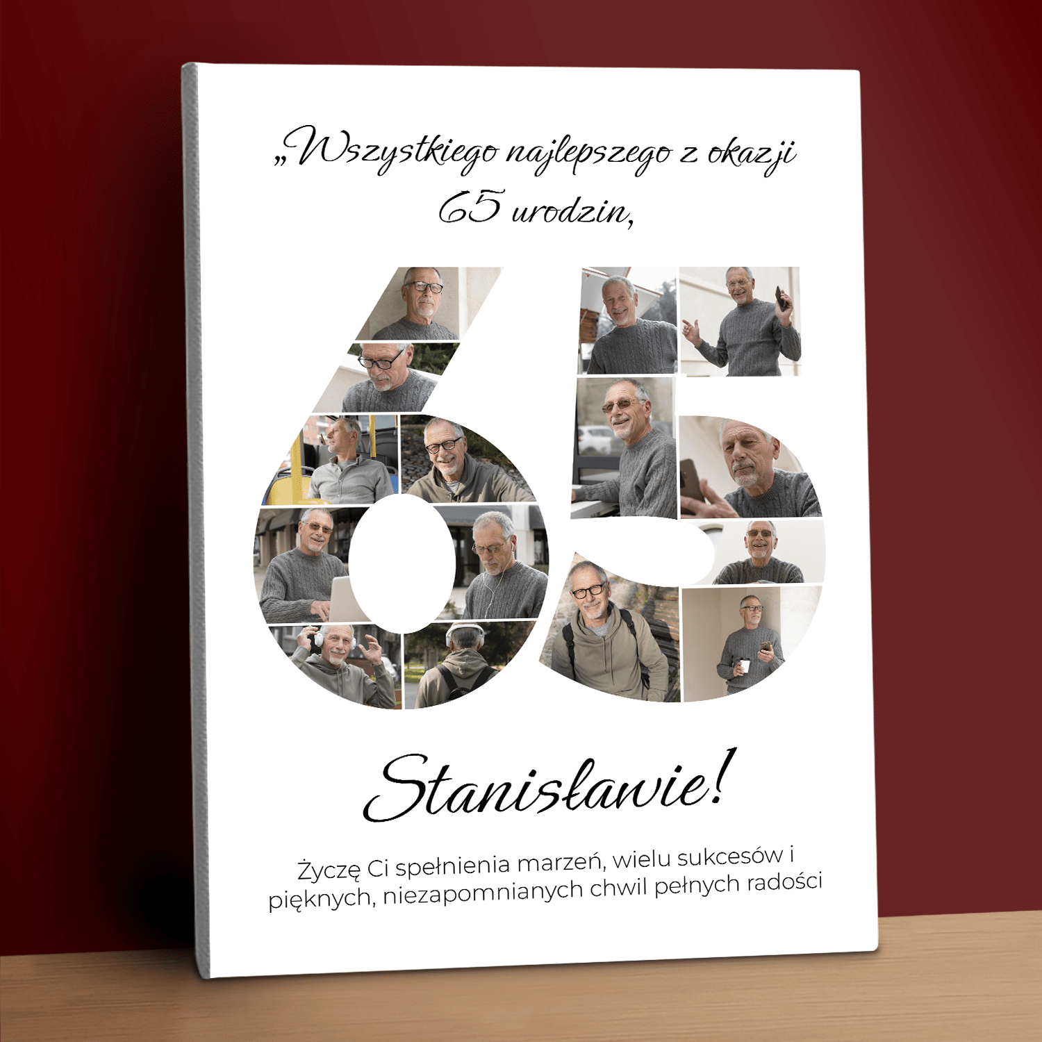 Życzenia na jego 65 urodziny - kolaż na płótnie dla mężczyzny - StwórzPrezent.pl