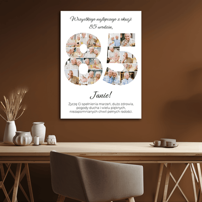 Życzenia spełnienia marzeń na 85 lat - kolaż na płótnie dla niego - StwórzPrezent.pl