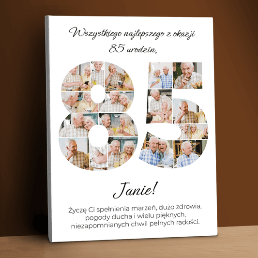Życzenia spełnienia marzeń na 85 lat - kolaż na płótnie dla niego - StwórzPrezent.pl