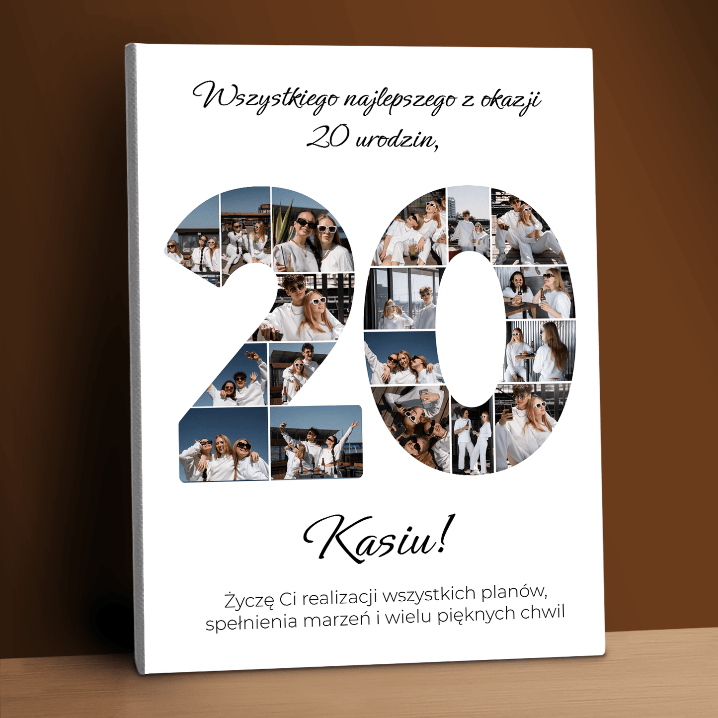 Życzenia urodzinowe na 20. - kolaż na płótnie dla przyjaciółki - StwórzPrezent.pl