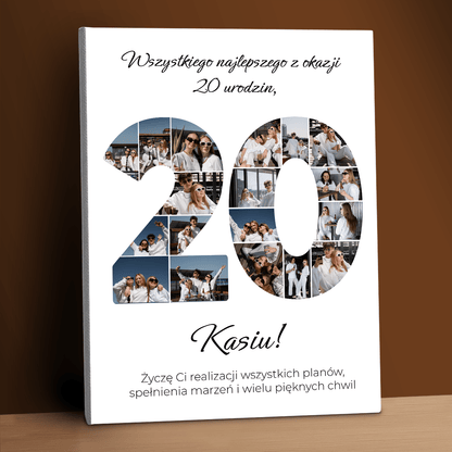 Życzenia urodzinowe na 20. - kolaż na płótnie dla przyjaciółki - StwórzPrezent.pl