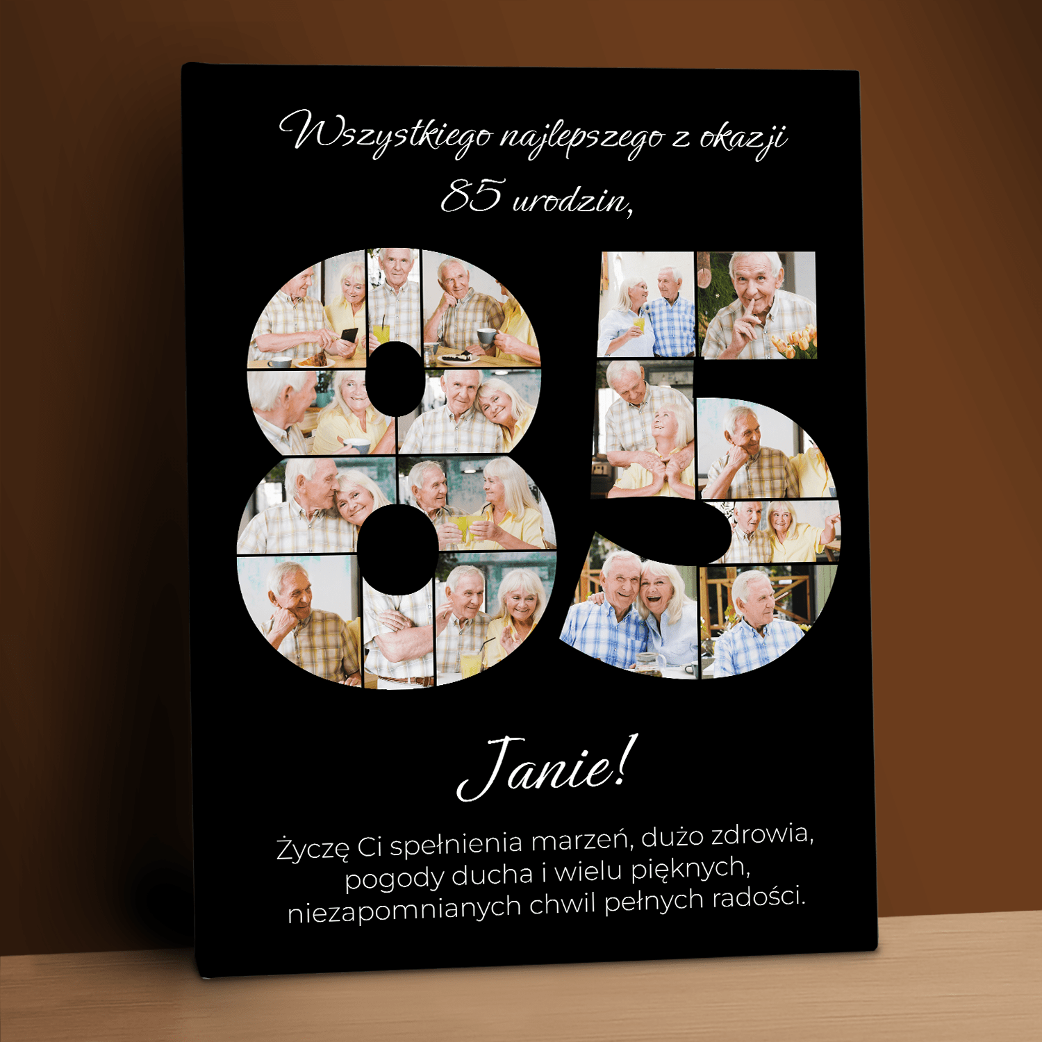 Życzenia urodzinowe na 85. - kolaż na płótnie dla mężczyzny - StwórzPrezent.pl