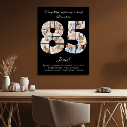Życzenia urodzinowe na 85. - kolaż na płótnie dla mężczyzny - StwórzPrezent.pl