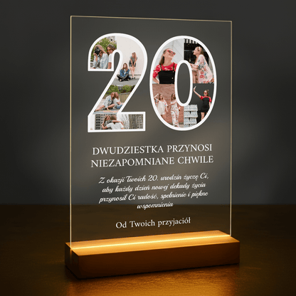 Życzenia z okazji 20. urodzin - druk na szkle akrylowym dla przyjaciółki - stworzprezent.pl