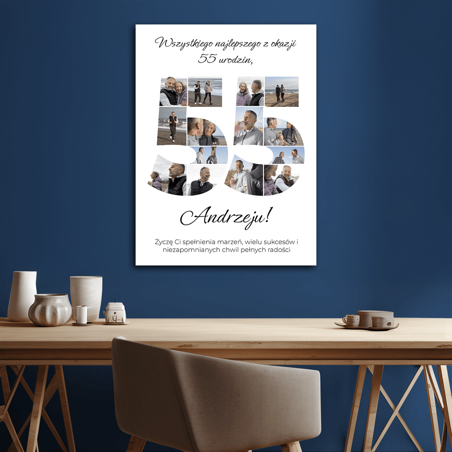 Życzenia z okazji 55 urodzin – kolaż na płótnie dla mężczyzny - StwórzPrezent.pl