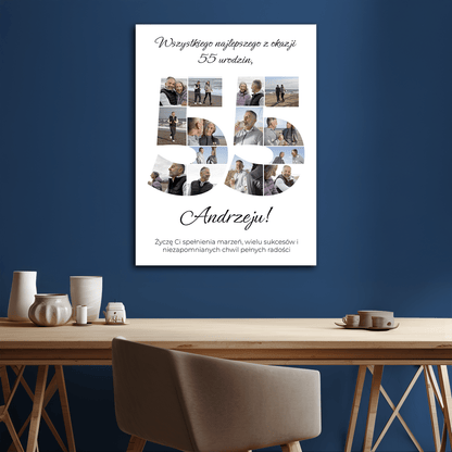 Życzenia z okazji 55 urodzin – kolaż na płótnie dla mężczyzny - StwórzPrezent.pl