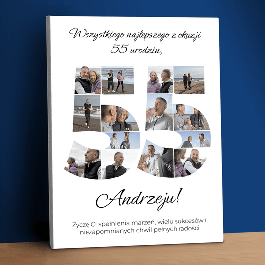 Życzenia z okazji 55 urodzin – kolaż na płótnie dla mężczyzny - StwórzPrezent.pl