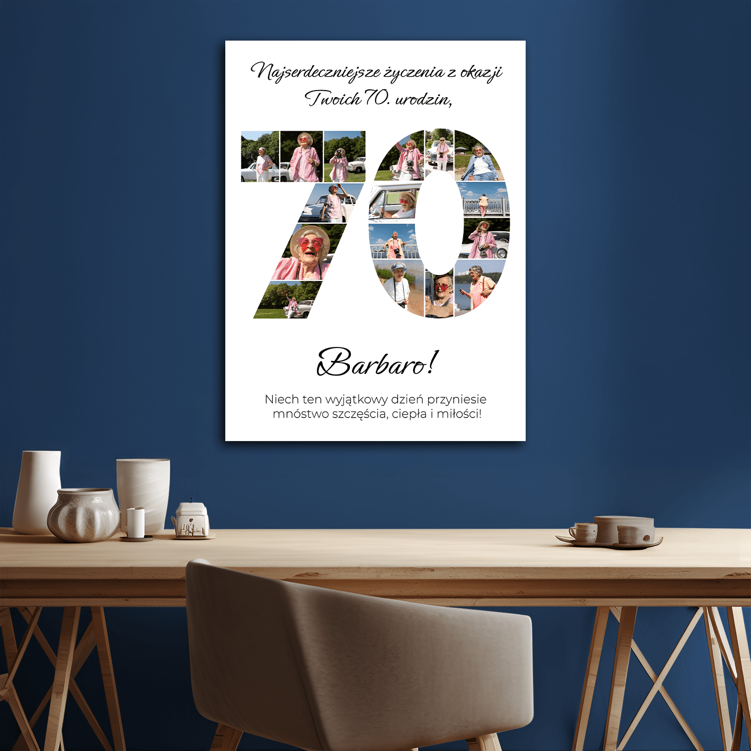Życzenia z okazji 70. - kolaż na płótnie dla babci - StwórzPrezent.pl