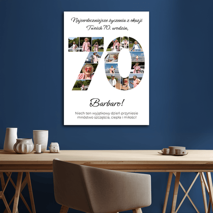 Życzenia z okazji 70. - kolaż na płótnie dla babci - StwórzPrezent.pl