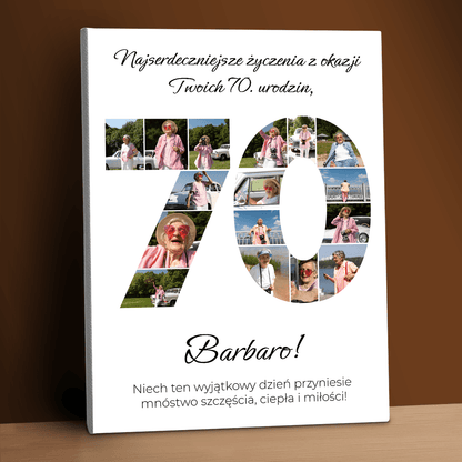 Życzenia z okazji 70. - kolaż na płótnie dla babci - StwórzPrezent.pl