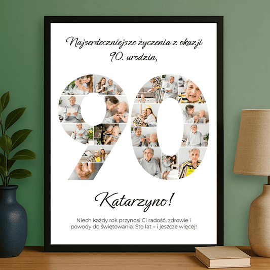 Życzenia z okazji 90. urodzin - plakat personalizowany dla babci - StwórzPrezent.pl