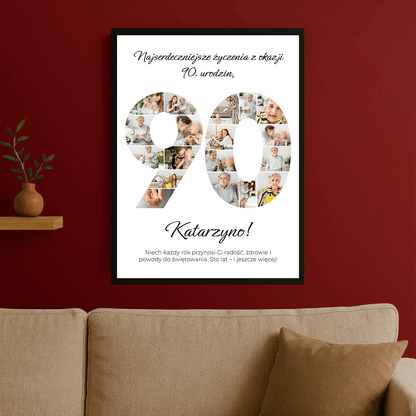 Życzenia z okazji 90. urodzin - plakat personalizowany dla babci - StwórzPrezent.pl