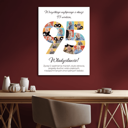 Życzenia z okazji 95 urodzin - kolaż na płótnie dla mężczyzny - StwórzPrezent.pl