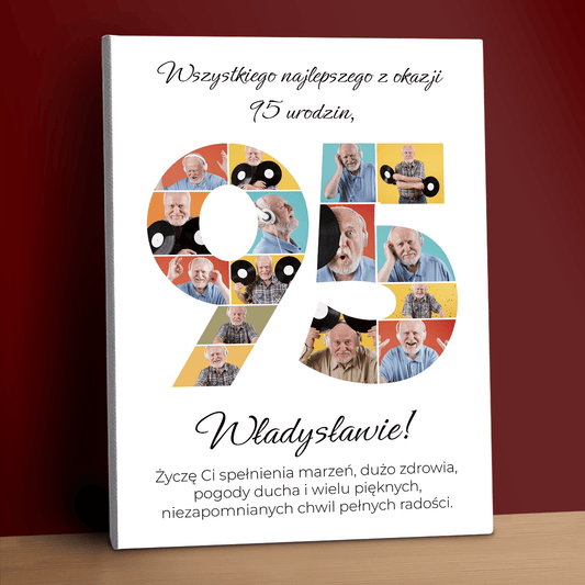 Życzenia z okazji 95 urodzin - kolaż na płótnie dla mężczyzny - StwórzPrezent.pl